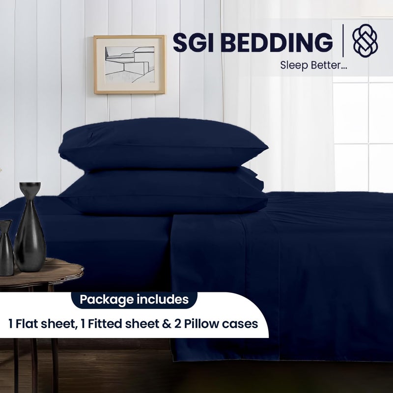 SGI bedding 600 Thread Count 4 Piece 100% Egyptian Cotton RV King Size Sheets Set, 15" Deep Pocket Sheet Set, Premium, Breathable, Soft and Hotel-Quality Luxury Sheets - Navy Blue - Image 2